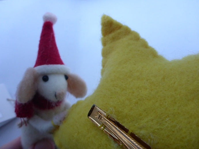 Sass & Belle Mouse with Star Tree Topper Felt Clip-On Christmas Tree Decoration