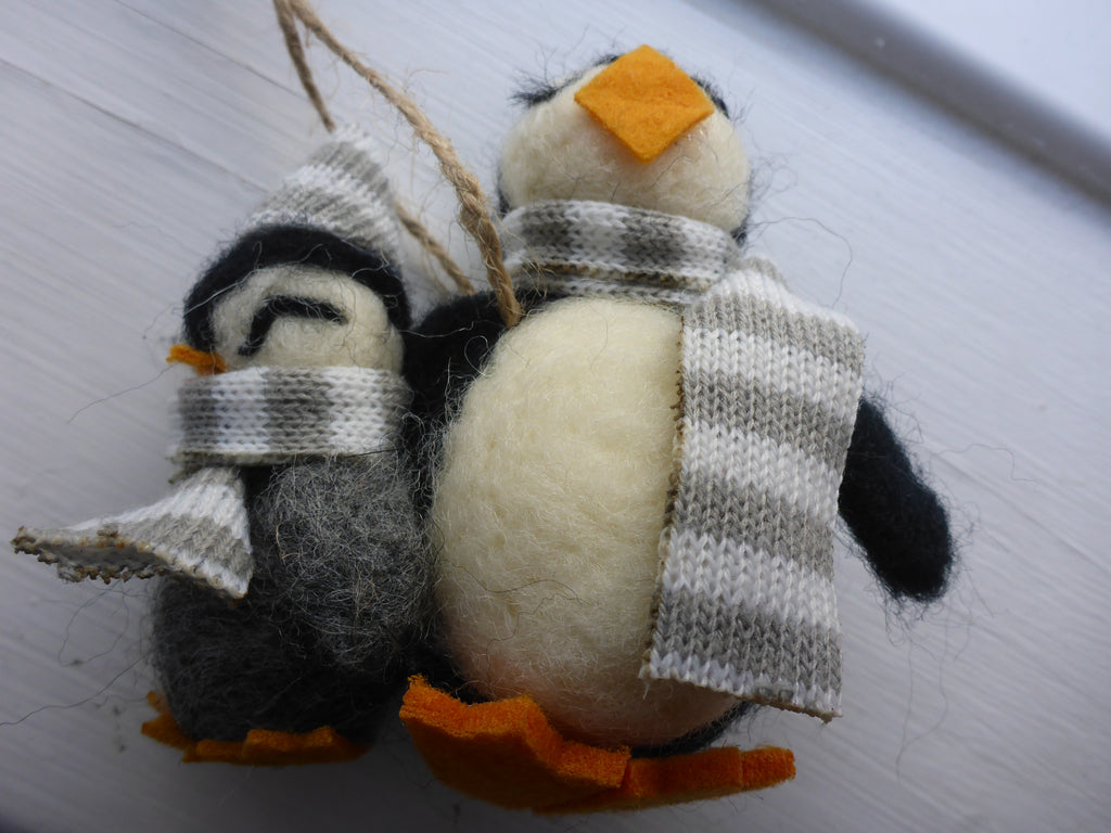 Sass & Belle Penguin Mum & Baby Felt Hanging Christmas Tree Decoration