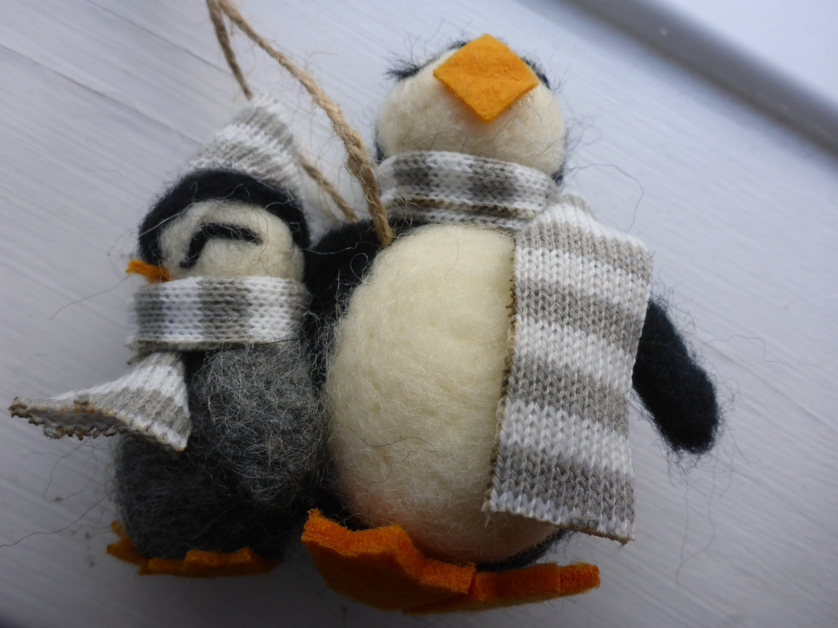 Sass & Belle Penguin Mum & Baby Felt Hanging Christmas Tree Decoration
