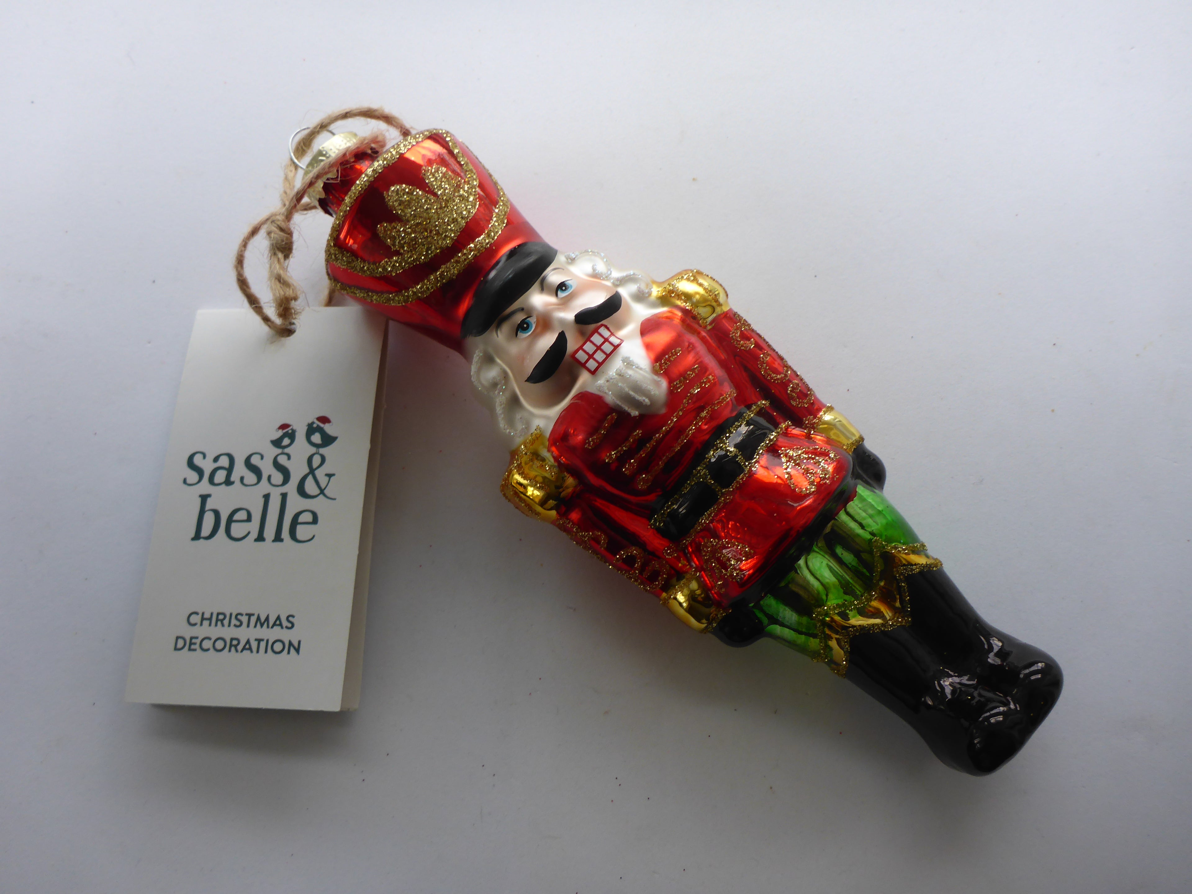Sass & Belle 3D Glass Nutcracker Christmas Tree Bauble Decoration