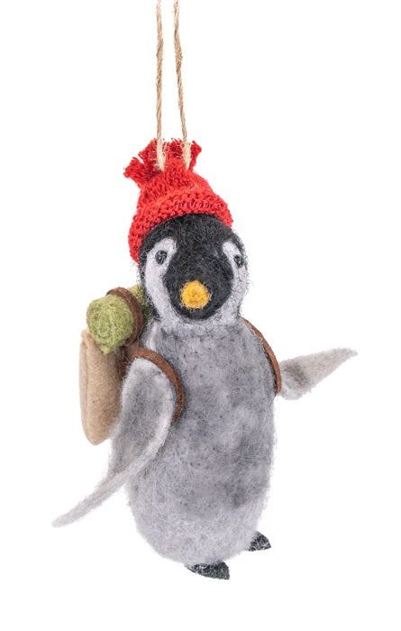 Sass & Belle Penguin with Backpack Felt Hanging Christmas Tree Decoration