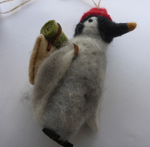 Sass & Belle Penguin with Backpack Felt Hanging Christmas Tree Decoration