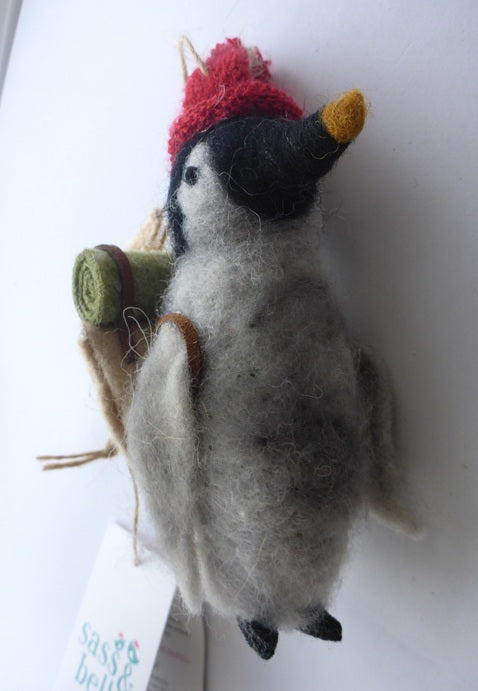 Sass & Belle Penguin with Backpack Felt Hanging Christmas Tree Decoration