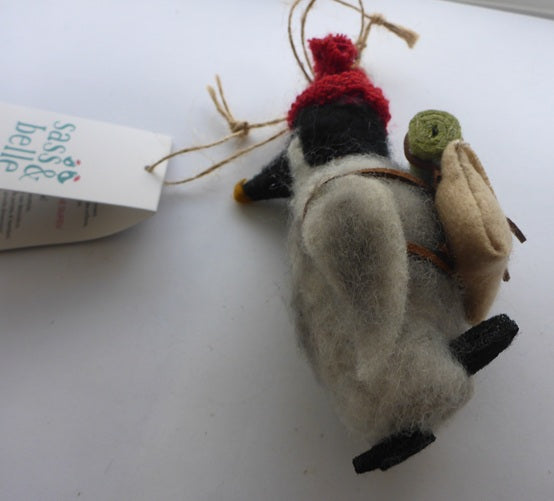 Sass & Belle Penguin with Backpack Felt Hanging Christmas Tree Decoration