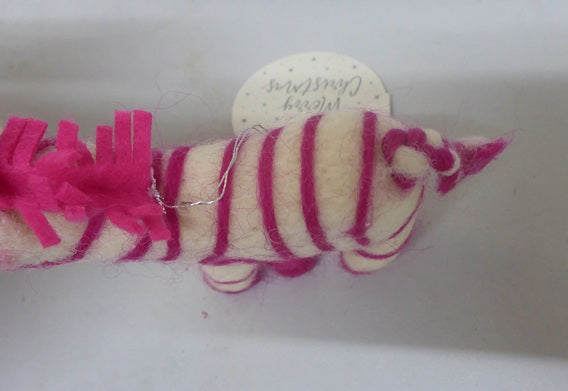 Sass & Belle Pink Zebra Felt Hanging Christmas Tree Decoration