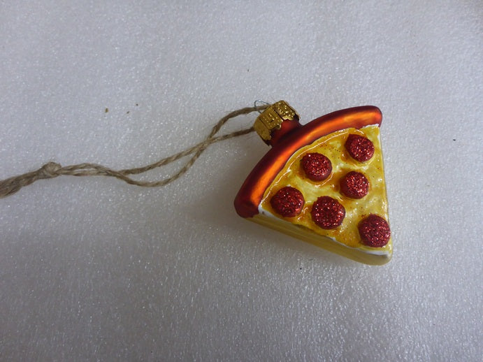 Sass & Belle Pizza Slice Glass Christmas Tree Baubles Set of 5
