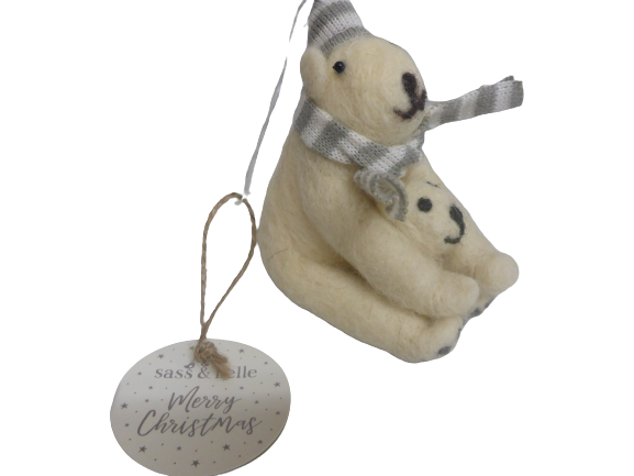 Sass & Belle Polar Bear & Cub Felt Hanging Christmas Tree Decoration