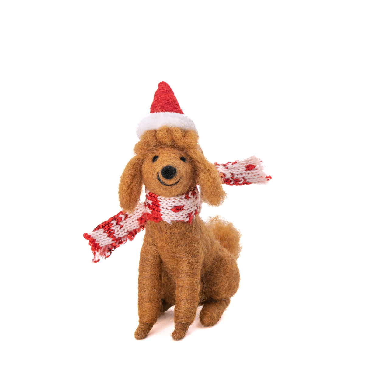 Sass & Belle Brown Poodle Felt Hanging Christmas Decoration