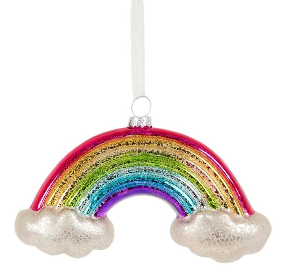 Sass & Belle 3D Glass Rainbow with Clouds Christmas Tree Bauble