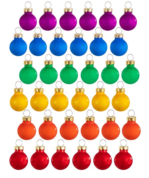 Sass & Belle Rainbow Mini Glass Christmas Baubles Set of 36