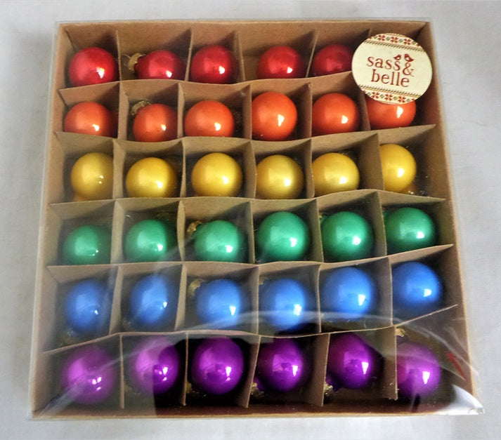 Sass & Belle Rainbow Mini Glass Christmas Baubles Set of 36