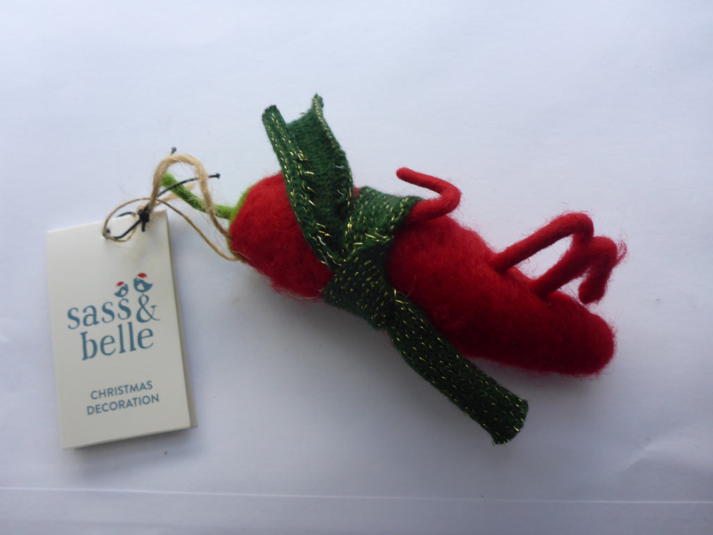 Sass & Belle Chilli Pepper Felt Hanging Christmas Tree Decoration