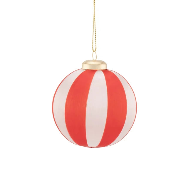 Sass & Belle Red & White Striped Yarn Christmas Baubles Set of 6 Large