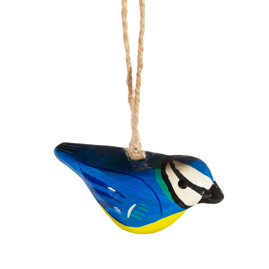Sass & Belle Papier Mâché Bird Decorations | Robin & Blue Tit Hanging Ornaments | Set of 2