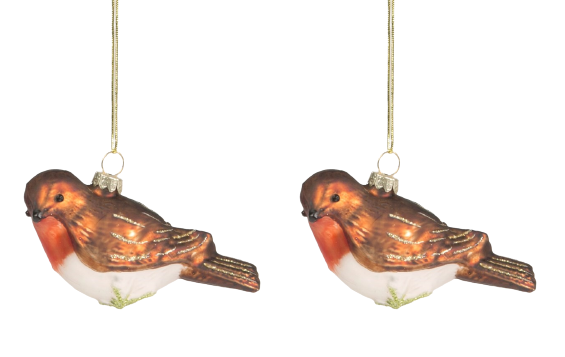 Sass & Belle Robin on Branch Shaped Christmas Bauble – Set of 2