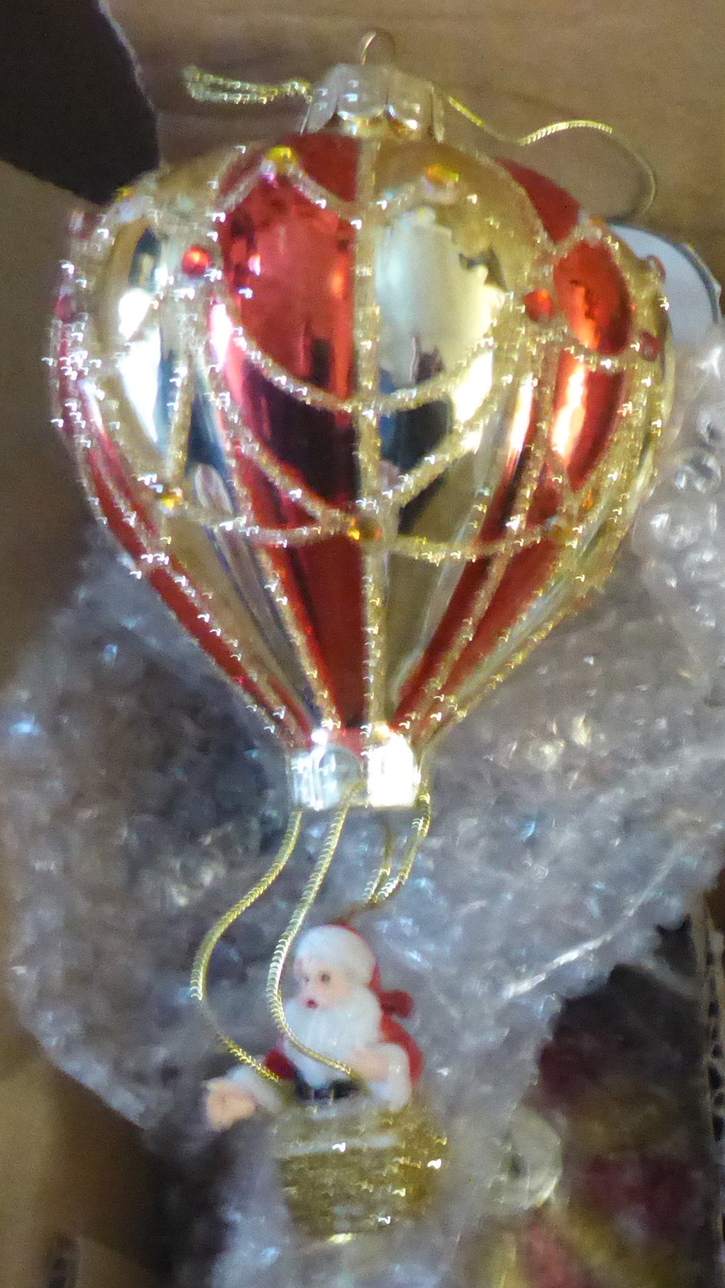Sass & Belle Santa Claus Hot Air Balloon Glass Bauble