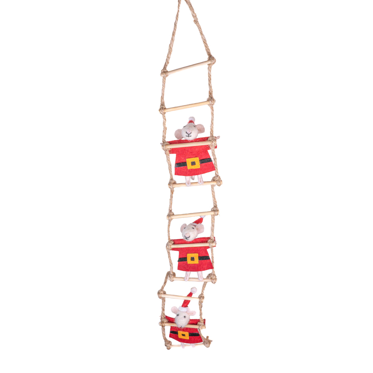 Sass & Belle Climbing Santa Mouse Felt Hanging Christmas Tree Decoration