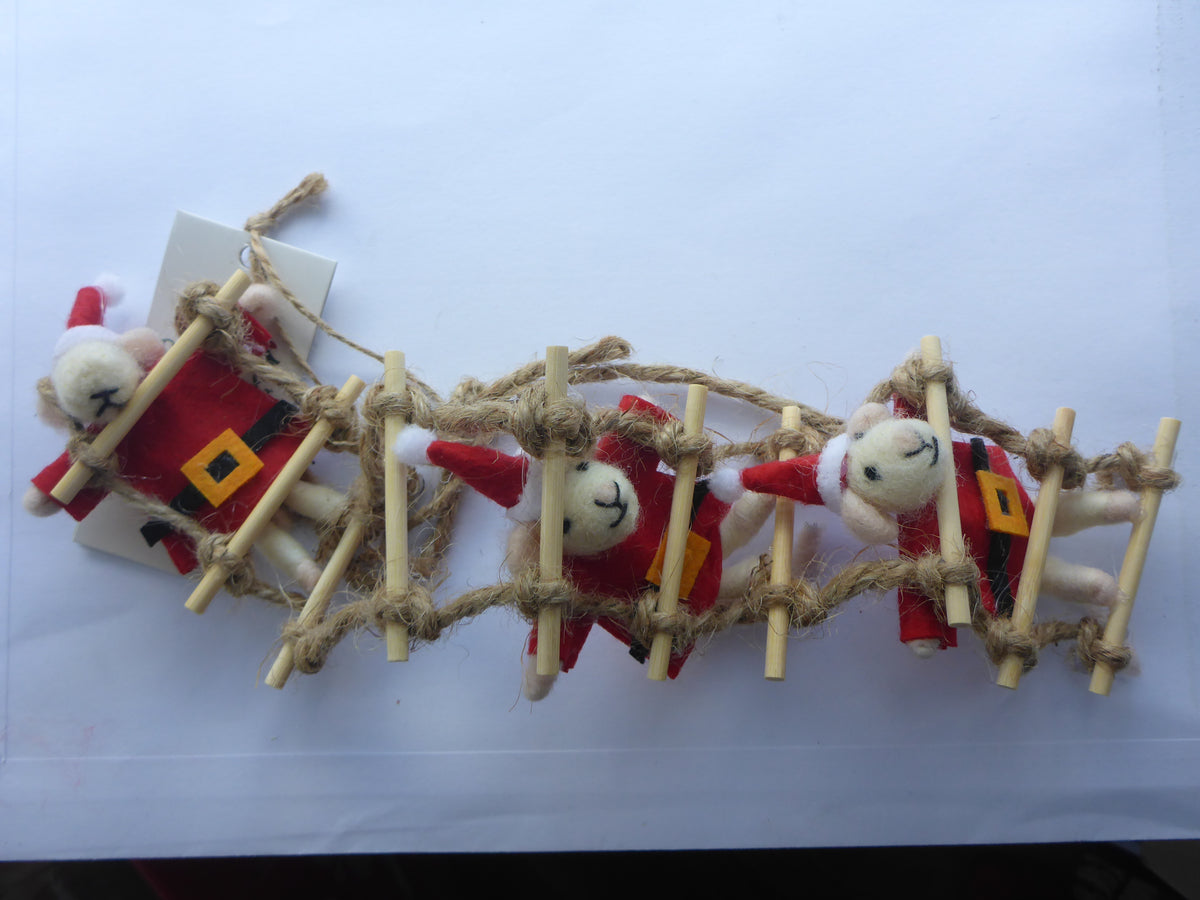 Sass & Belle Climbing Santa Mouse Felt Hanging Christmas Tree Decoration