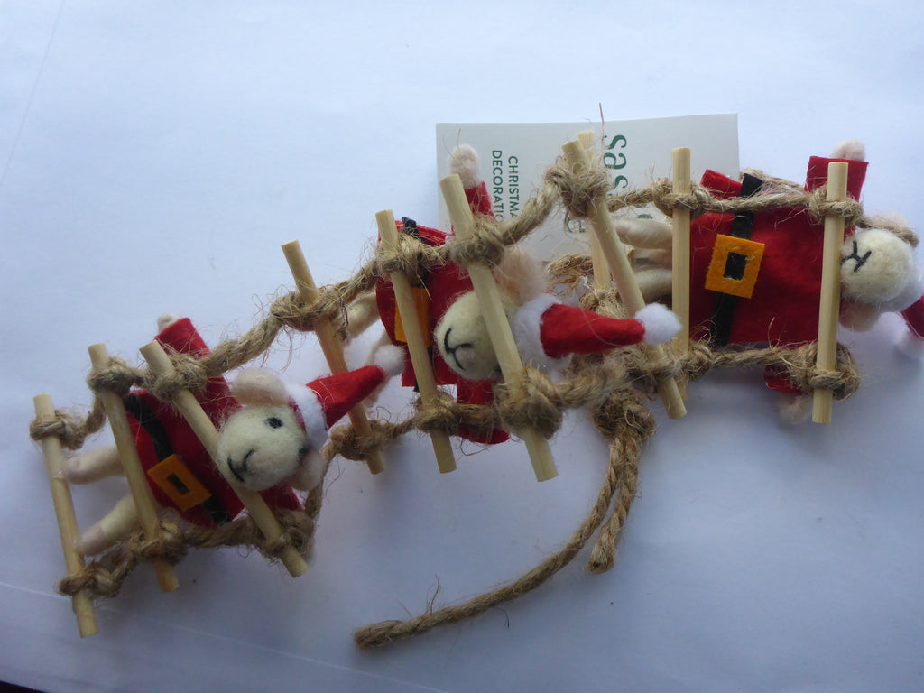 Sass & Belle Climbing Santa Mouse Felt Hanging Christmas Tree Decoration