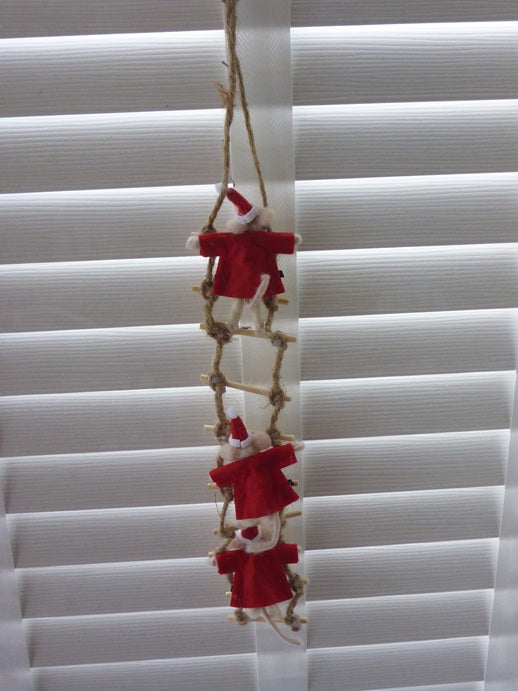 Sass & Belle Climbing Santa Mouse Felt Hanging Christmas Tree Decoration