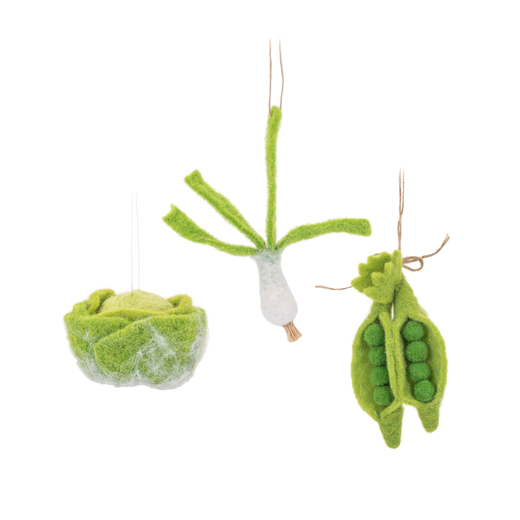 Sass & Belle Set of 3 Felt Christmas Decorations - Winter Vegetables