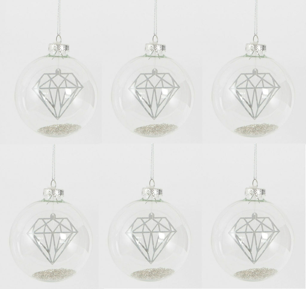 Sass & Belle Shine Bright Floating Diamond Christmas Baubles Set of 6