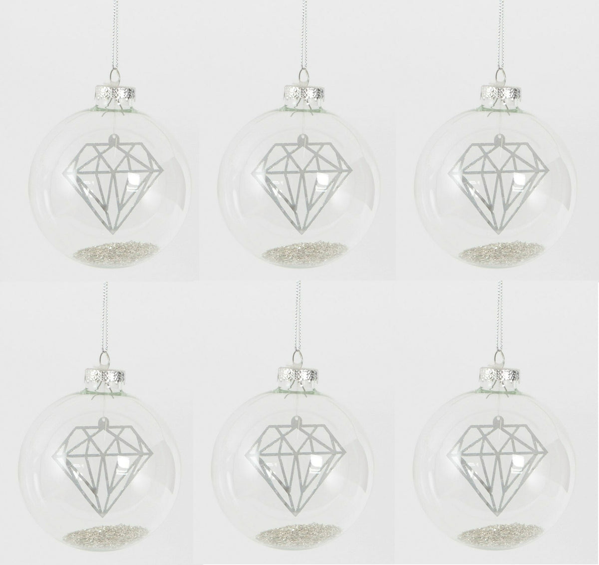Sass & Belle Shine Bright Floating Diamond Christmas Baubles Set of 6
