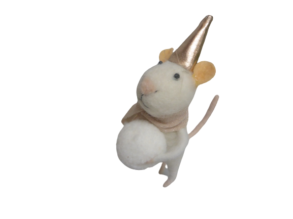 Sass & Belle Felt Hanging Christmas Tree Decoration - PInk Scarf Snowball Mouse
