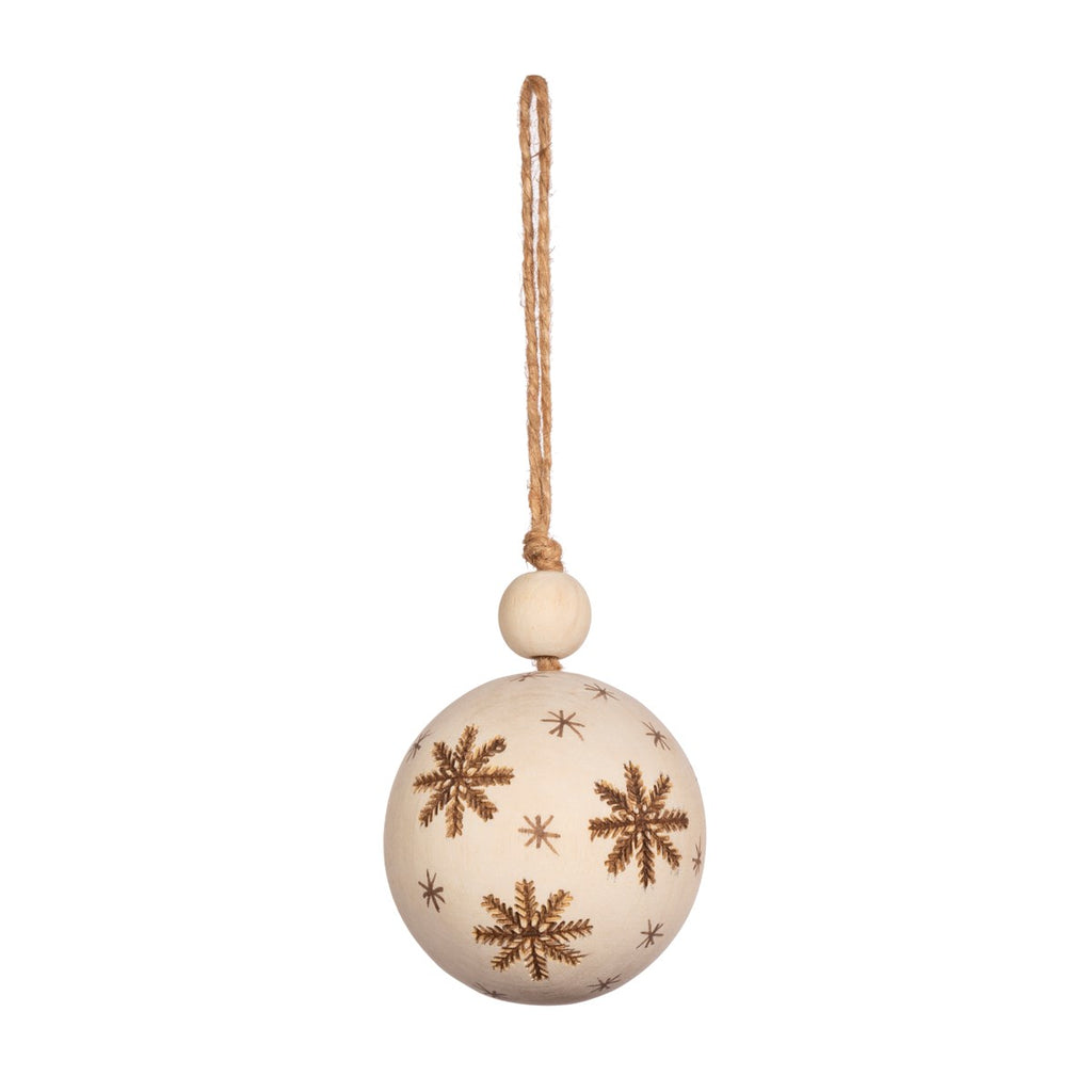 Sass & Belle Wooden Snowflake Bauble Christmas Tree Decorations | Set of 6 | Small