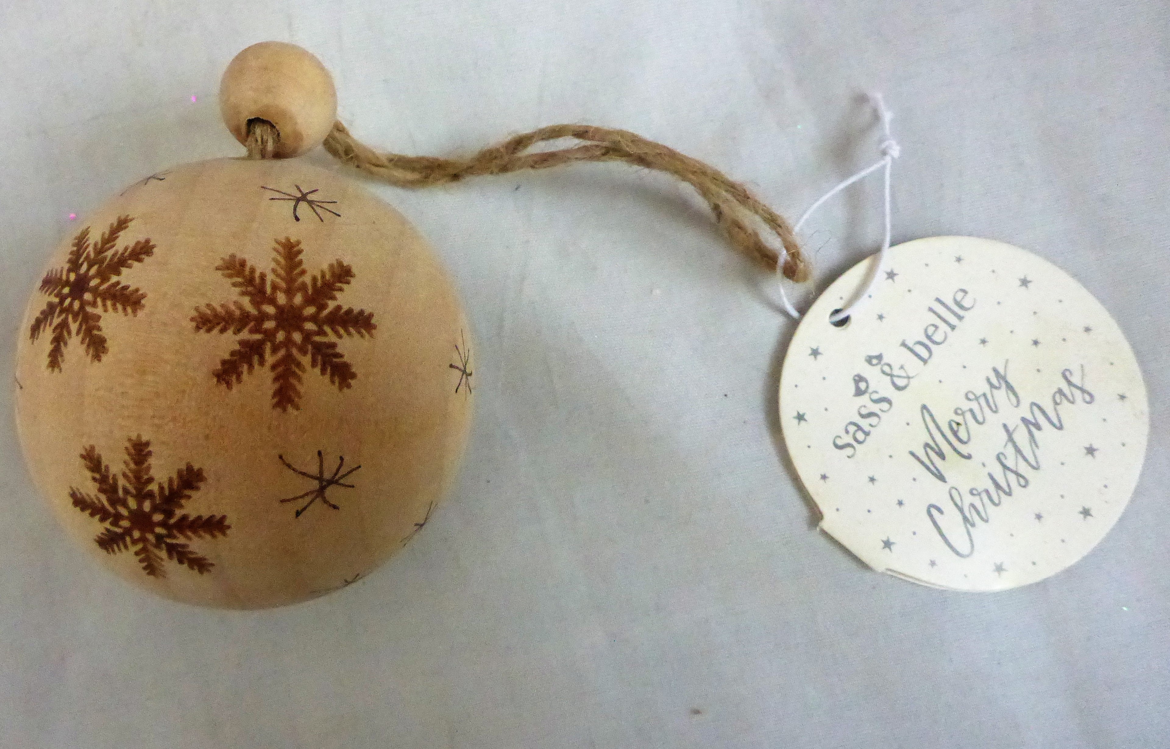 Sass & Belle Wooden Snowflake Bauble Christmas Tree Decorations | Set of 6 | Small
