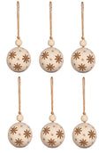 Sass & Belle Wooden Snowflake Bauble Christmas Tree Decorations | Set of 6 | Small