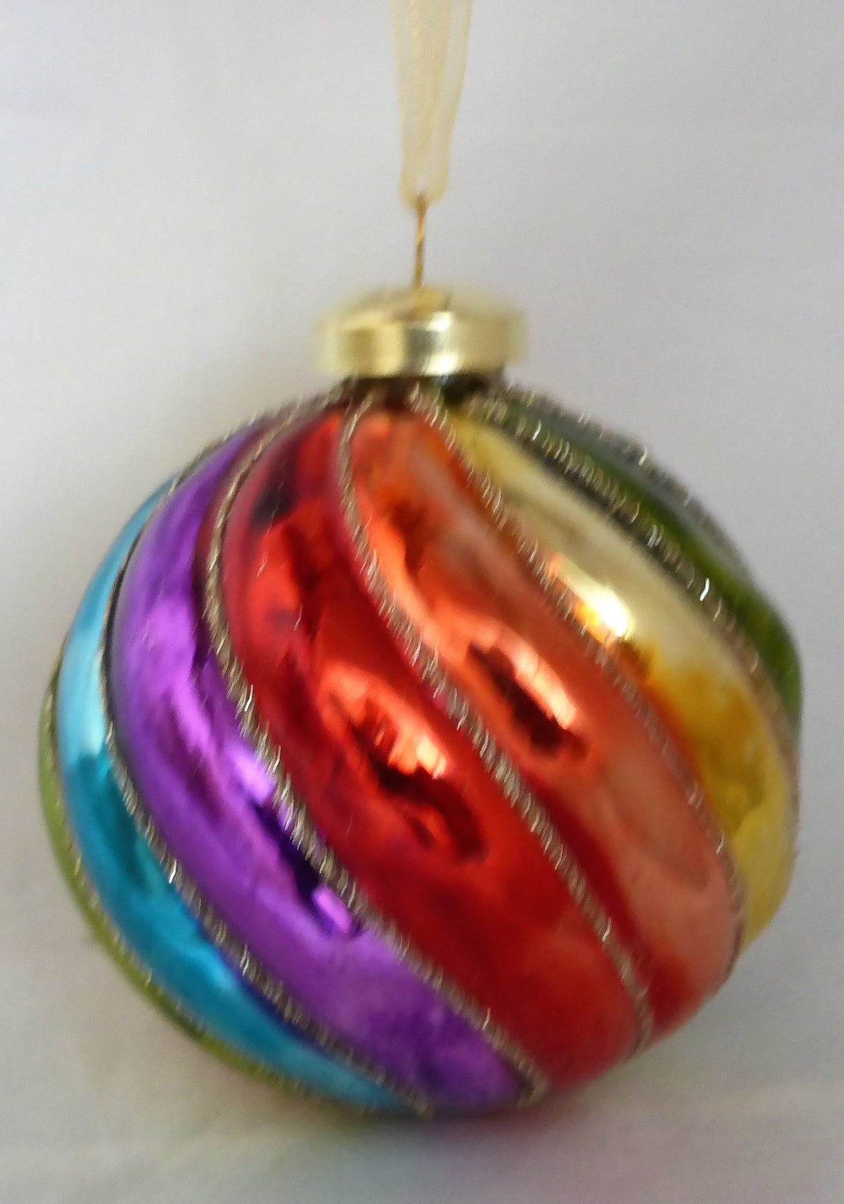 Sass & Belle Glass Bauble Christmas Tree Decoration Set of 6 - Spiral Rainbow
