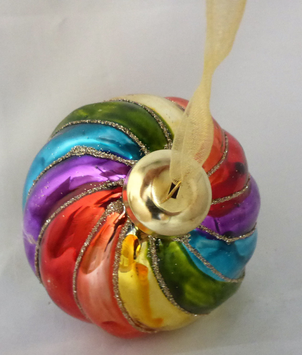 Sass & Belle Glass Bauble Christmas Tree Decoration Set of 6 - Spiral Rainbow