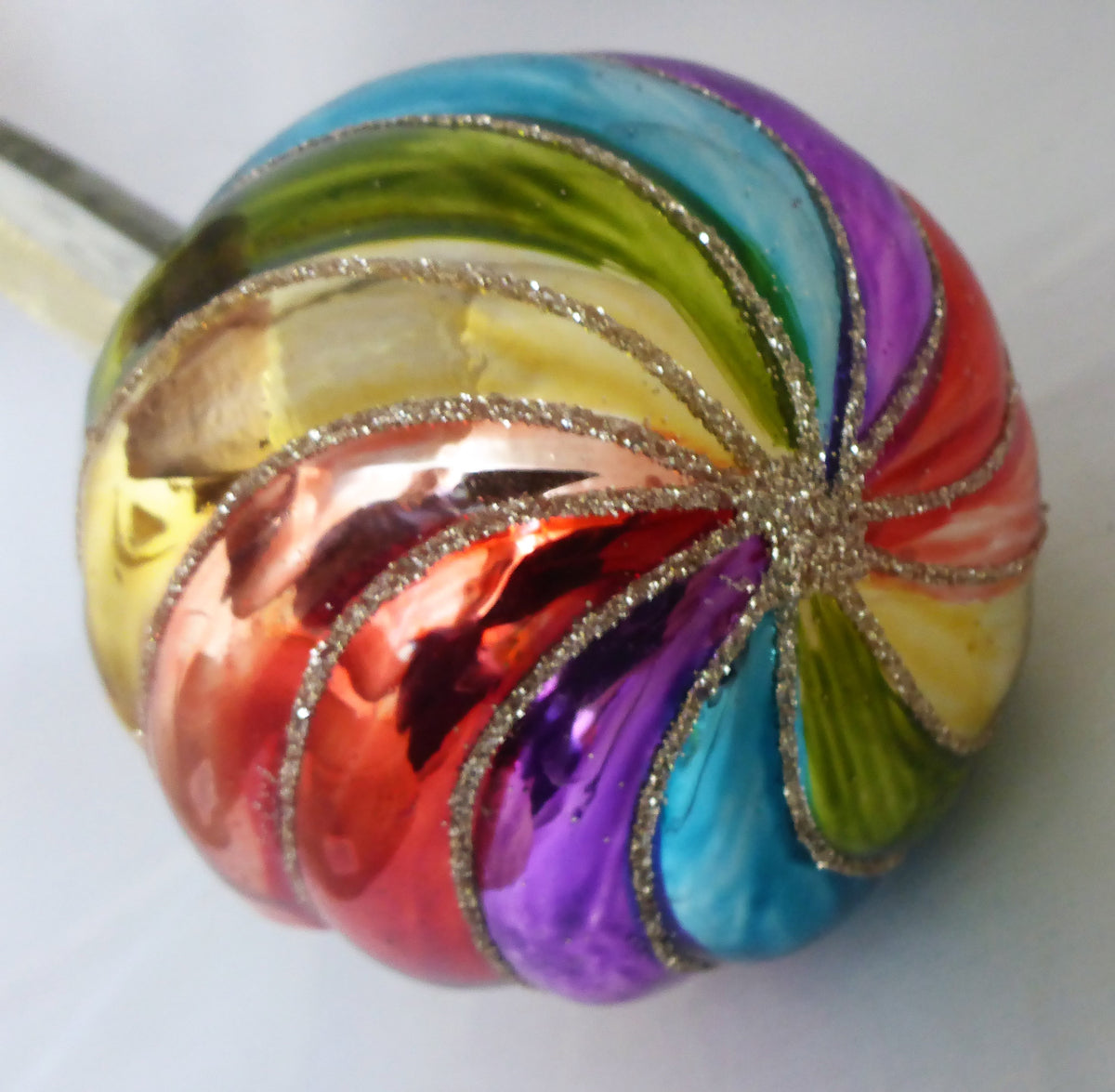 Sass & Belle Glass Bauble Christmas Tree Decoration Set of 6 - Spiral Rainbow