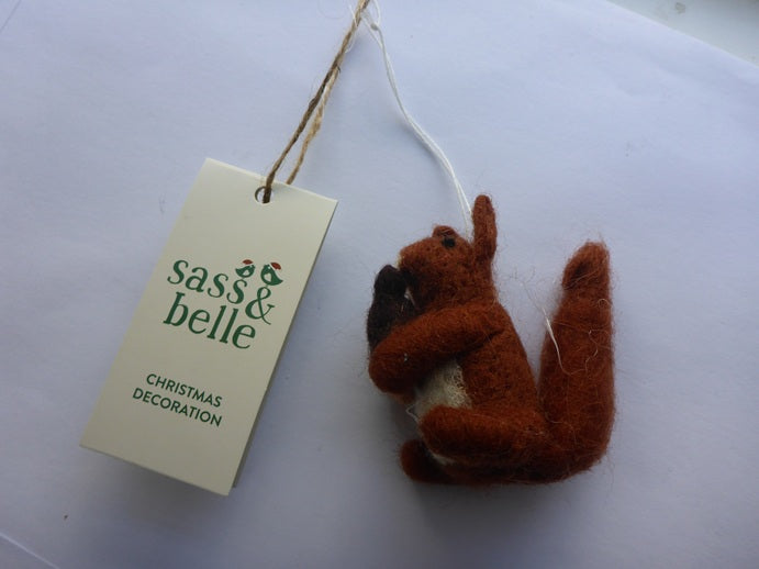 Sass & Belle Squirrel with Acorn Felt Hanging Christmas Tree Decoration