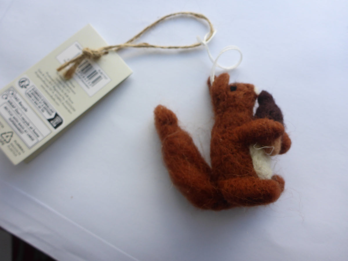 Sass & Belle Squirrel with Acorn Felt Hanging Christmas Tree Decoration