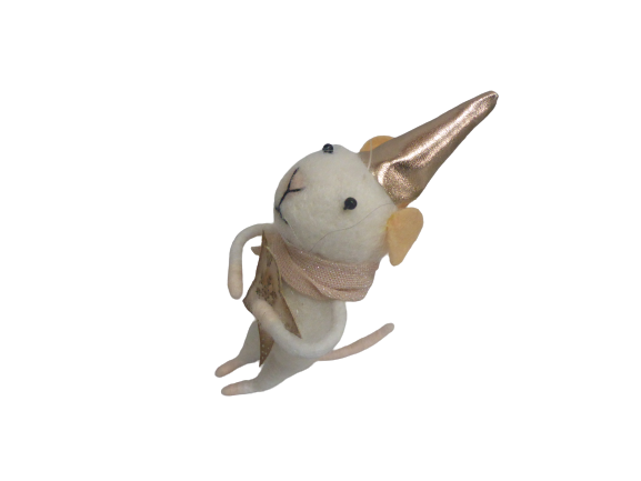 Sass & Belle Felt Hanging Christmas Tree Decoration - PInk Scarf Star Mouse
