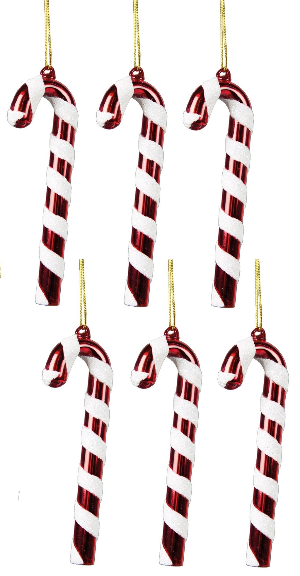 Sass & Belle Glass Candy Cane Christmas Tree Decorations - Set of 6