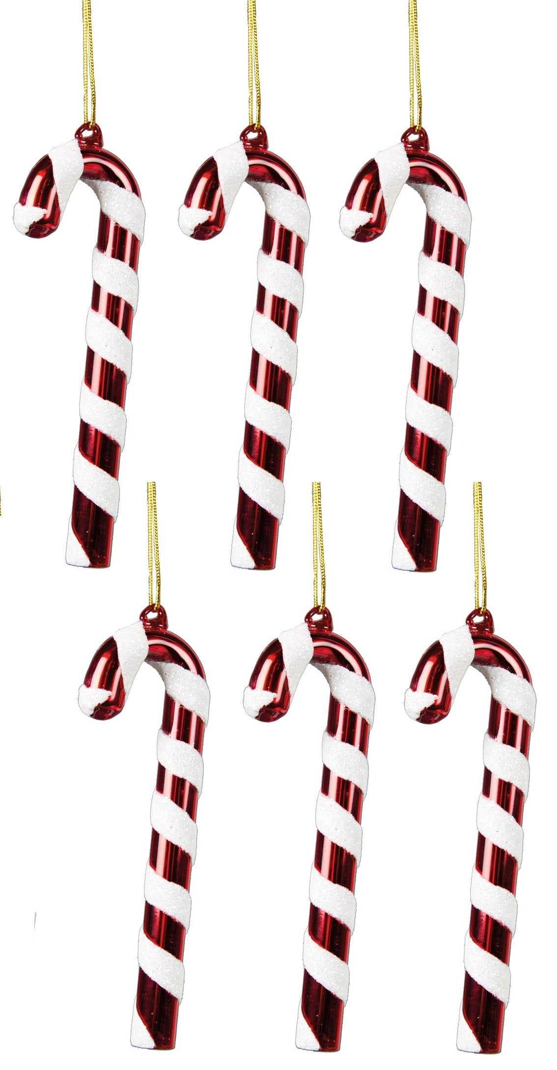 Sass & Belle Glass Candy Cane Christmas Tree Decorations - Set of 6