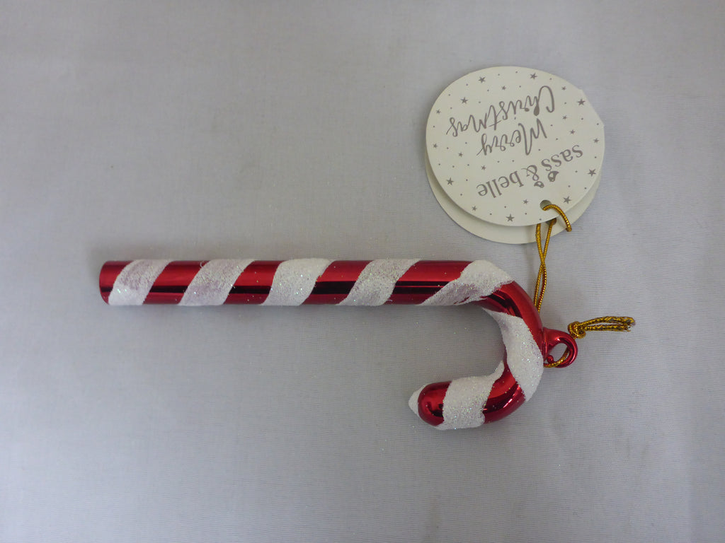 Sass & Belle Glass Candy Cane Christmas Tree Decorations - Set of 6