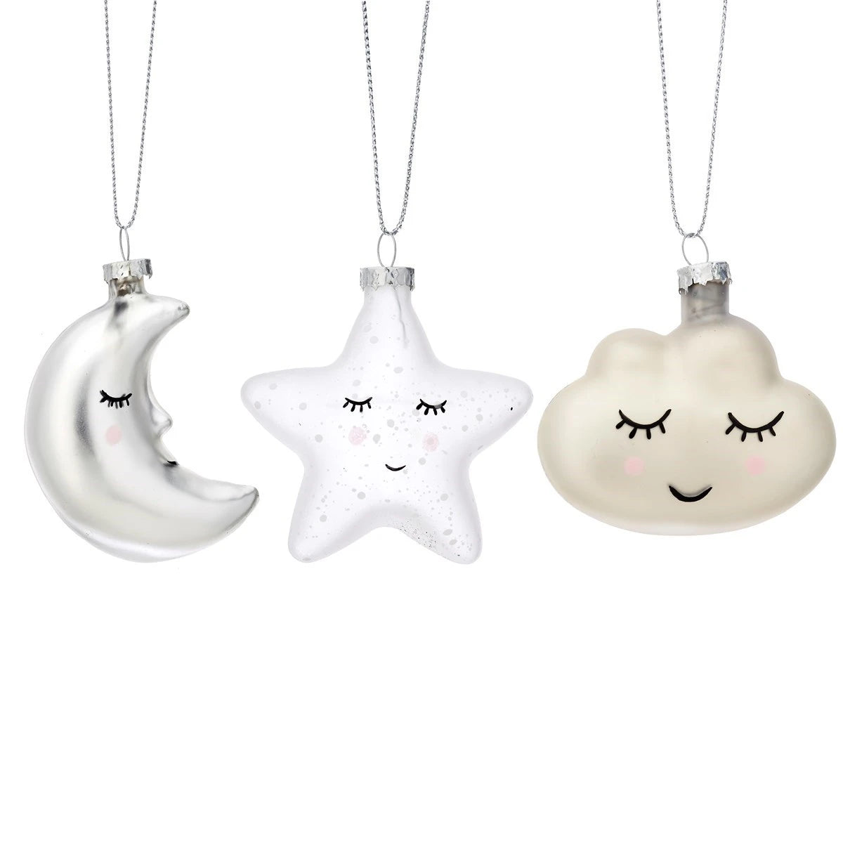 Sass & Belle Sweet Dreams Glass Christmas Baubles Set of 3