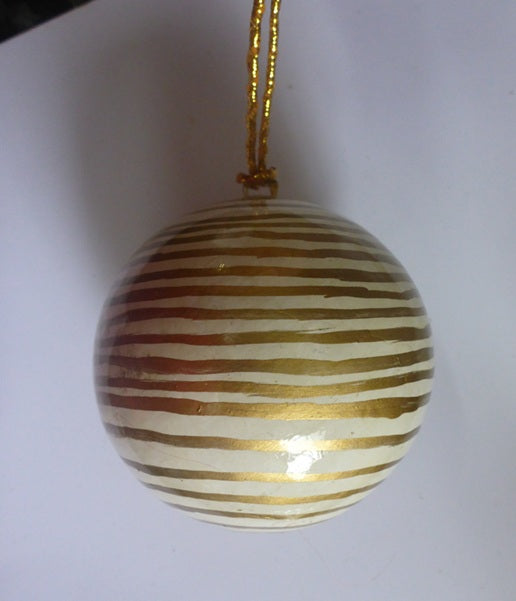 Sass & Belle White and Gold Papier Mache Baubles Set of 3