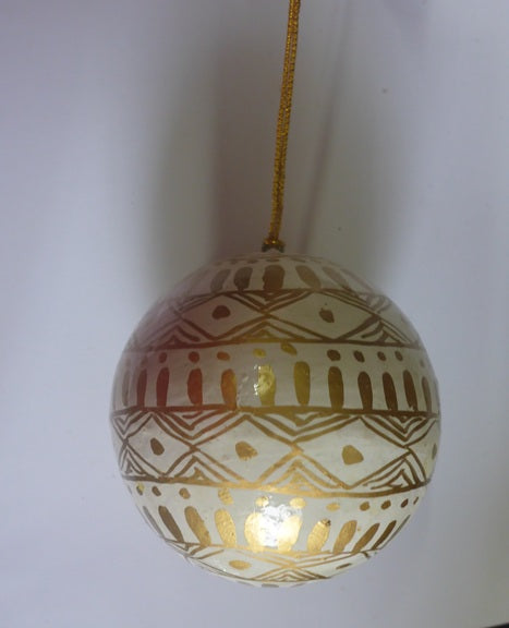 Sass & Belle White and Gold Papier Mache Baubles Set of 3