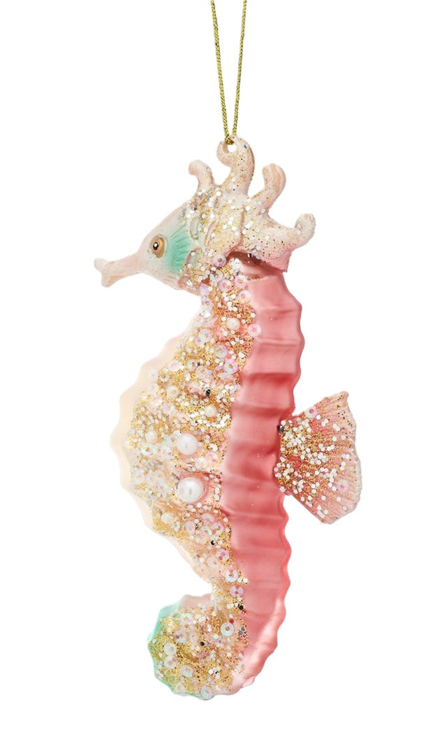 Sass & Belle 3D Glass Pink Seahorse Christmas Tree Bauble