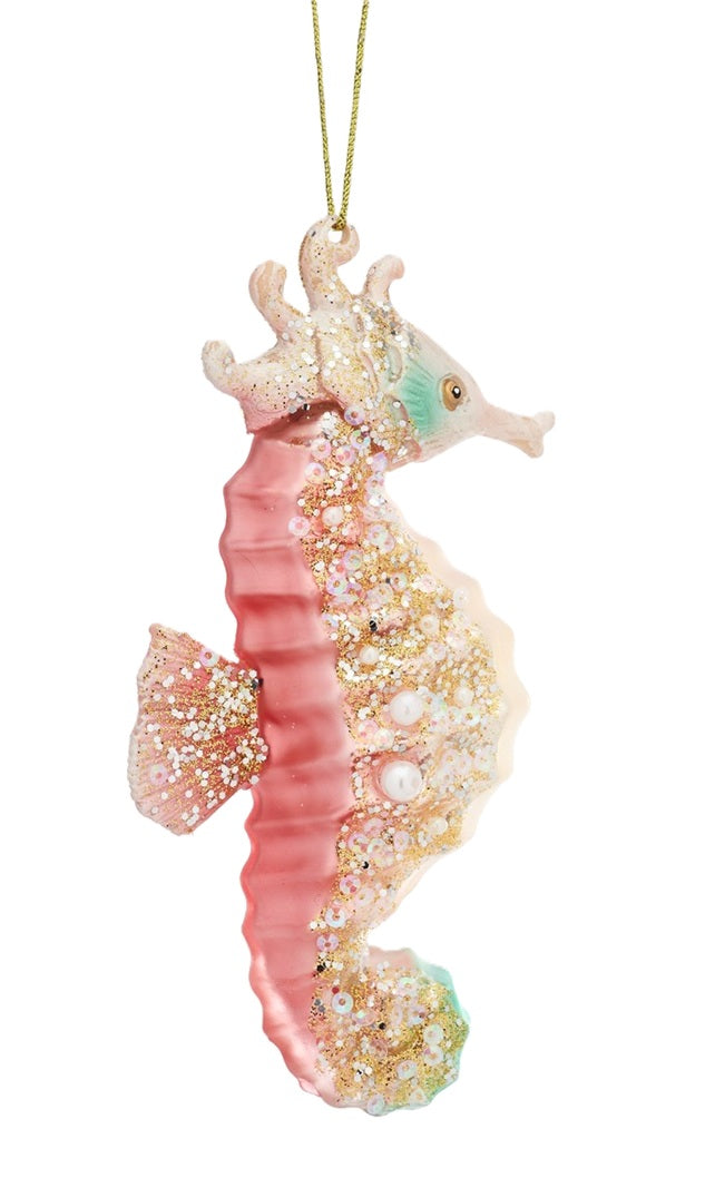 Sass & Belle 3D Glass Pink Seahorse Christmas Tree Bauble