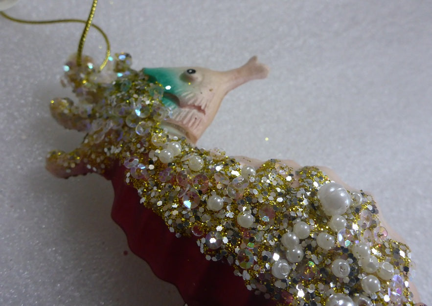 Sass & Belle 3D Glass Pink Seahorse Christmas Tree Bauble