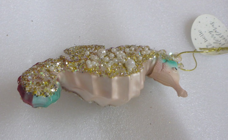 Sass & Belle 3D Glass Pink Seahorse Christmas Tree Bauble