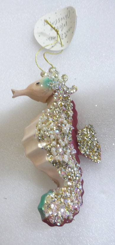 Sass & Belle 3D Glass Pink Seahorse Christmas Tree Bauble