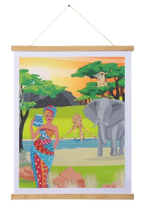 Craft Buddy Crystal Diamond Art Scroll Kit Savannah Africa 35 x 45cm