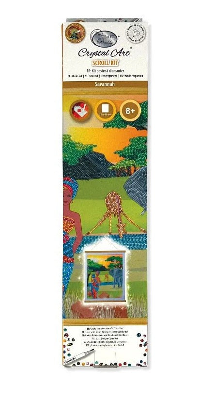 Craft Buddy Crystal Diamond Art Scroll Kit Savannah Africa 35 x 45cm
